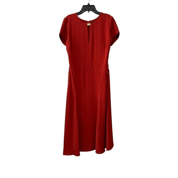 New Lauren Ralph Lauren Size 6 Georgette Dress RED SUNSTONE *Missing Belt* - Picture 1 of 14